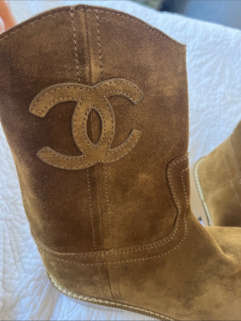 CHANEL Suede Western Ankle Boots in Chestnut - Picture 5 of 8